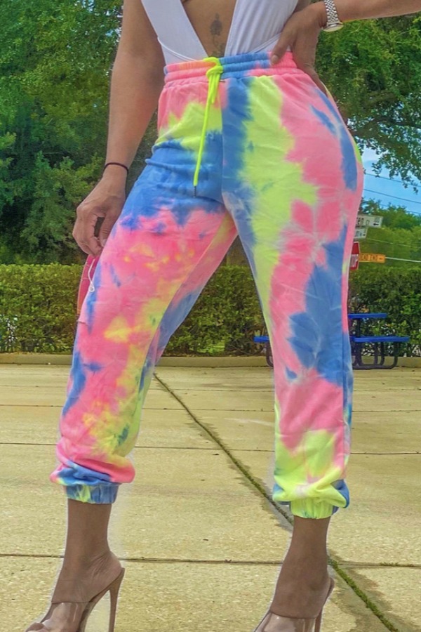 

lovely Casual Tie-dye Blue Pants