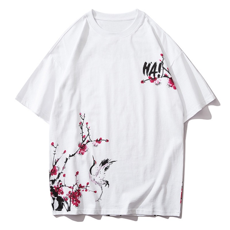 

lovely Leisure O Neck Print White T-shirt