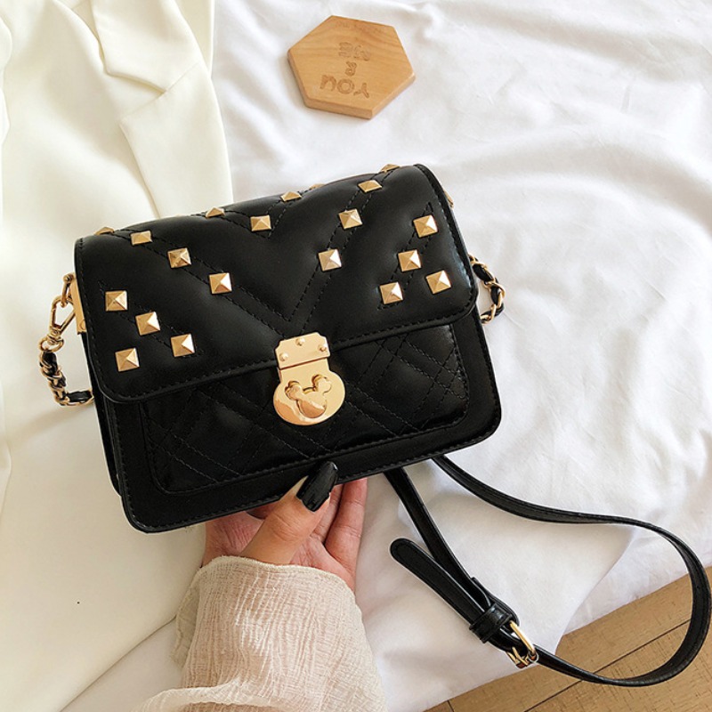 

lovely Stylish Rivet Decorative Black Crossbody Bag