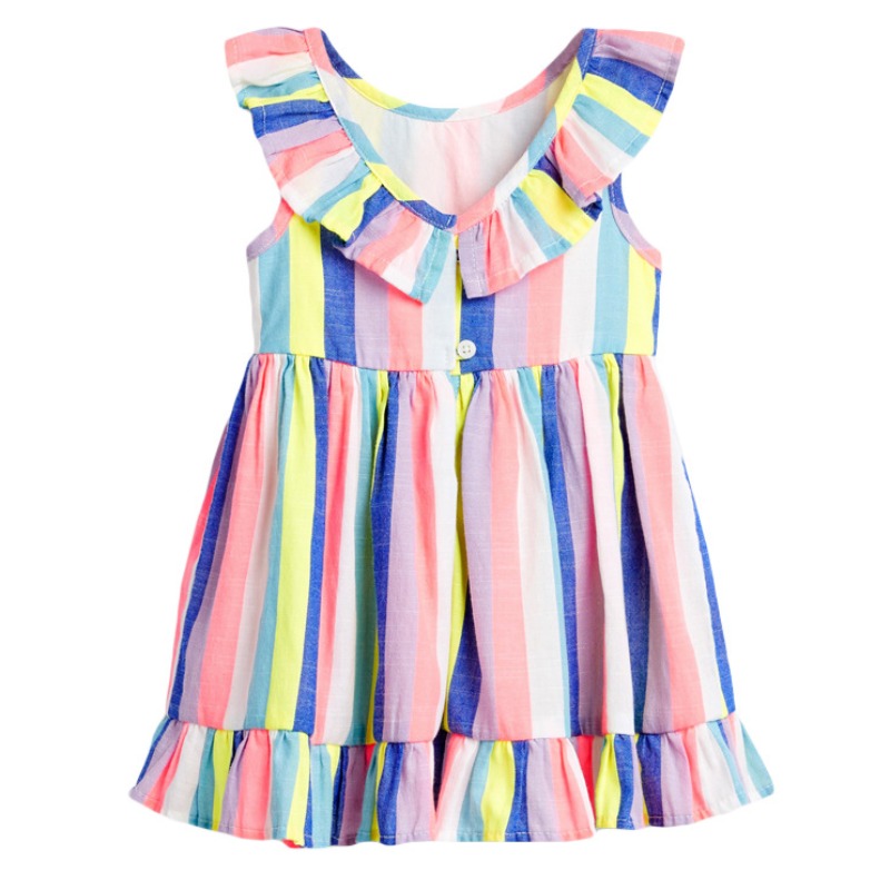 

lovely Stylish Striped Multicolor Girl Knee Length Dress, Multi