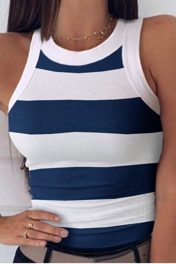 

Lovely Casual Striped Blue Camisole, Blue stripe