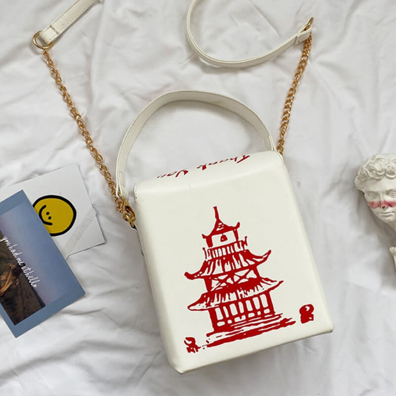 LW Chic Chain Strap White Crossbody Bag