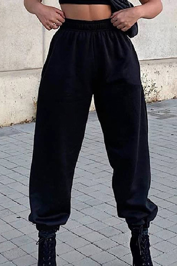 

lovely Sportswear Pocket Patched Black Pants