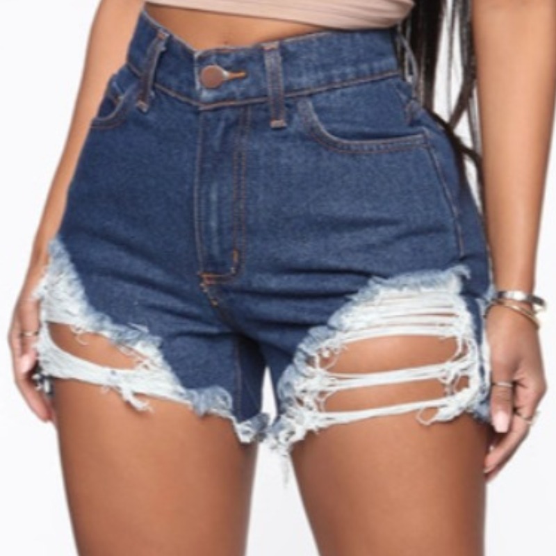 

lovely Stylish Broken Holes Deep Blue Denim Shorts