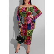 lovely Casual Off The Shoulder Print Multicolor Mi