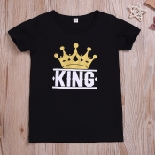 lovely Casual Print Black Boy T-shirt