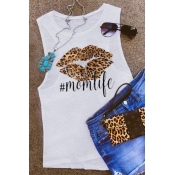 Lovely Casual Lip Print White Camisole