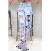 lovely Casual Broken Holes Babyblue Jeans