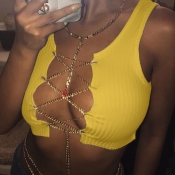 lovely Sexy Bandage Design Yellow Bras