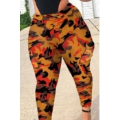 Lovely Casual Camo Print Orange Plus Size Pants