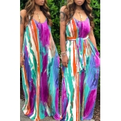 lovely Bohemian Tie-dye Purple Maxi Dress