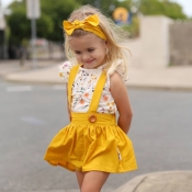 lovely Casual Print Yellow Girl Two-piece Skirt Se