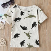 lovely Casual Print Grey Boy T-shirt