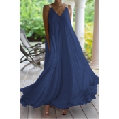 Lovely Casual Loose Dark Blue Maxi Plus Size Dress