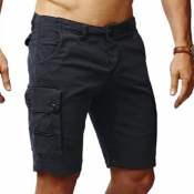lovely Casual Pocket Patched Black Shorts