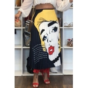 lovely Casual Print Yellow Skirt