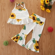 lovely Bohemian Floral Print White Girl Two-piece 