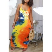 Lovely Casual Letter Print Yellow Ankle Length Dre