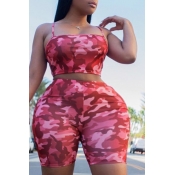 lovely Stylish Camo Print Pink Plus Size Two-piece