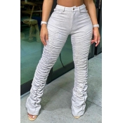lovely Leisure Fold Design Grey Pants