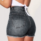 lovely Trendy Basic Grey Denim Shorts