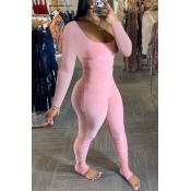 lovely Leisure Skinny Pink One-piece Jumpsuit