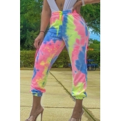 lovely Casual Tie-dye Blue Pants