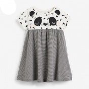 lovely Casual Print Patchwork Black Girl Knee Leng