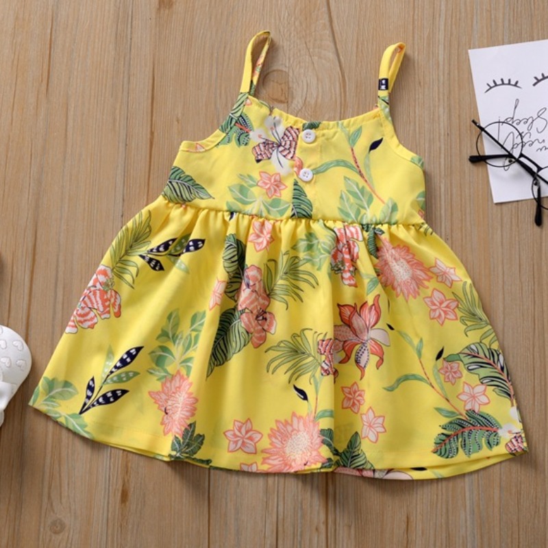 

lovely Bohemian Plants Print Yellow Girl Knee Length Dress