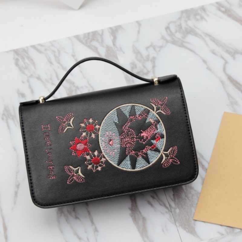

lovely Trendy Embroidered Black Crossbody Bag