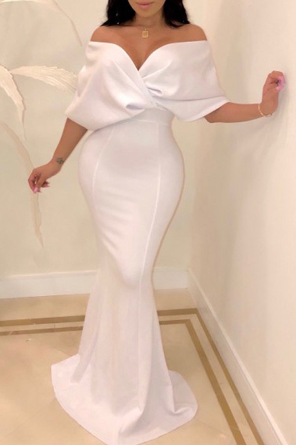 

lovely Stylish Knot Design White Maxi Dress