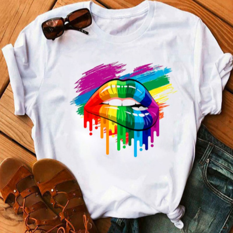 

Lovely Casual Lip Print White T-shirt