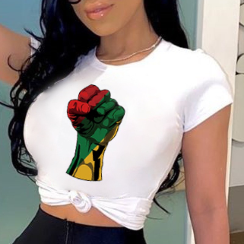 

lovely Leisure O Neck Print White T-shirt