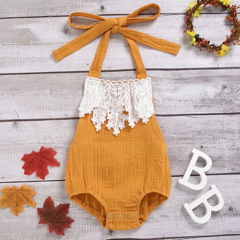

lovely Sweet Patchwork Yellow Girl One-piece Romper