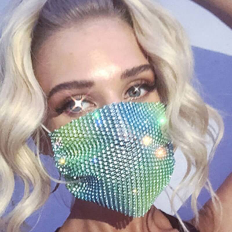 

lovely Stylish Rhinestone Green Face Mask