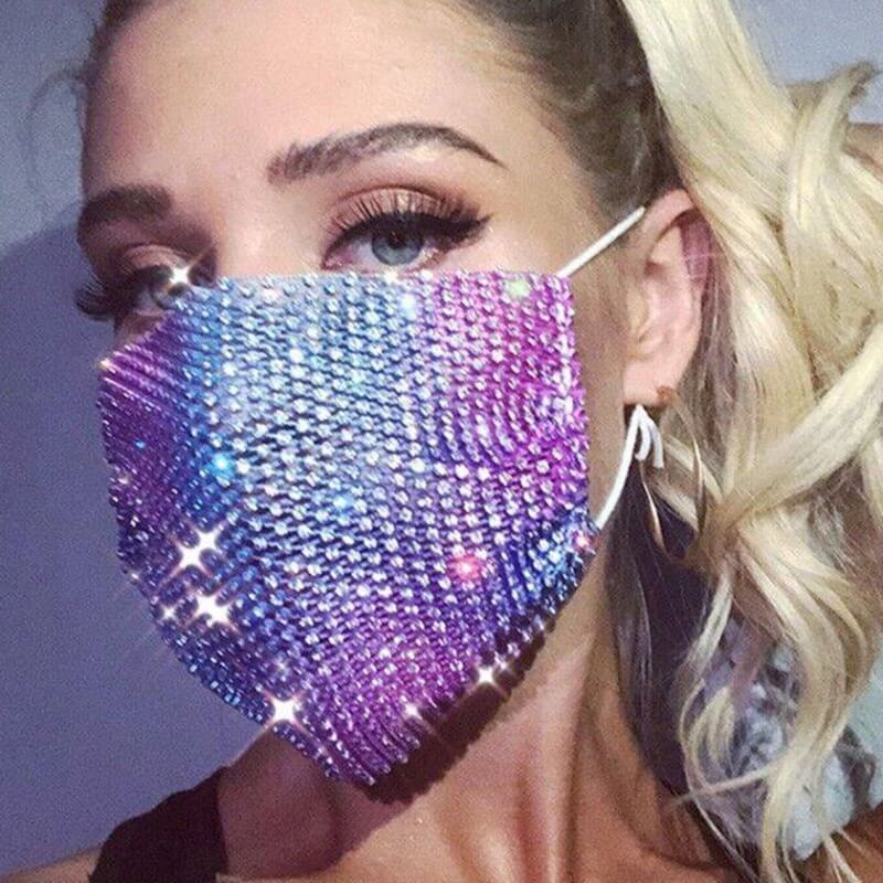 

lovely Stylish Rhinestone Baby Blue Face Mask