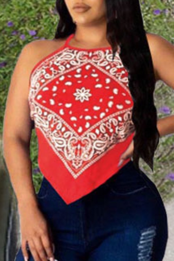

lovely Sexy Print Red Camisole