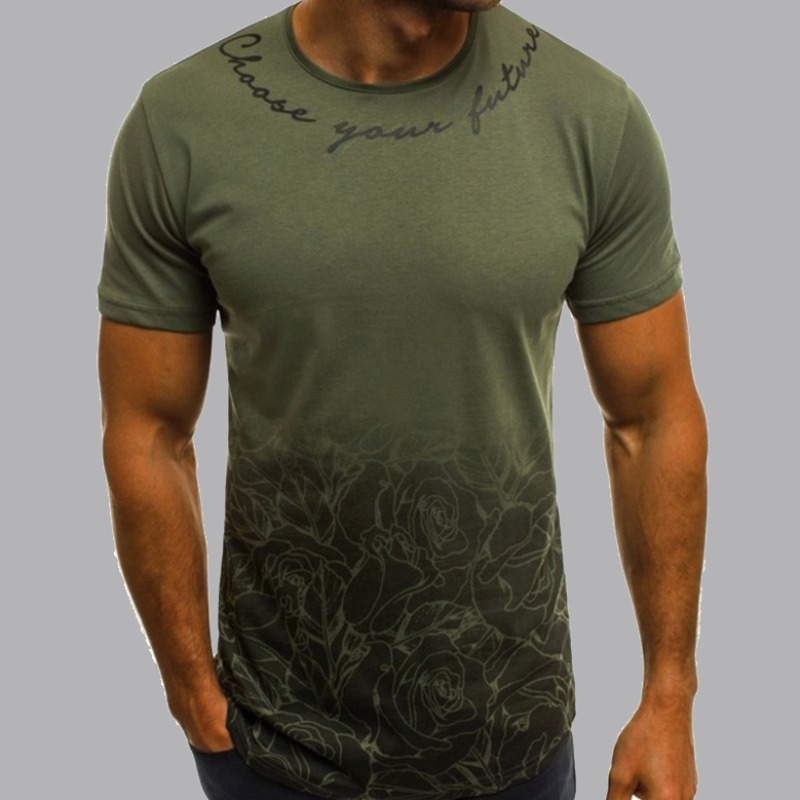 

lovely Casual O Neck Print Army Green T-shirt