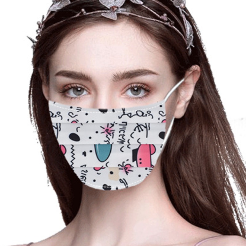 

lovely Print Grey Face Mask