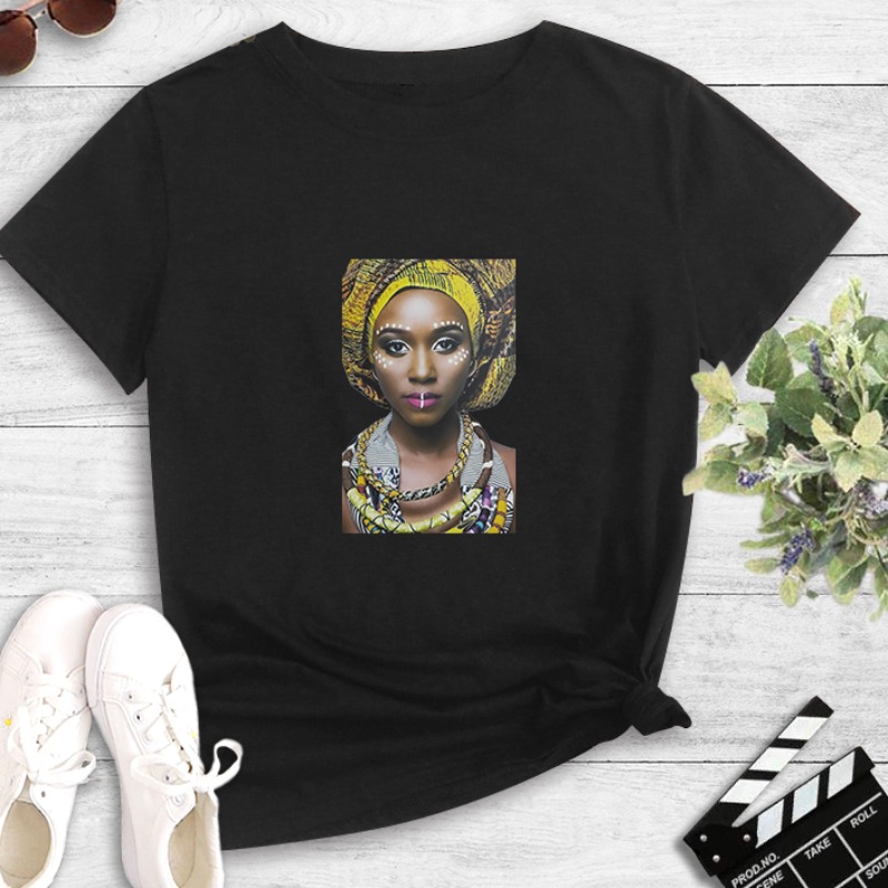 

lovely Leisure O Neck Print Black T-shirt