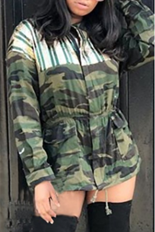 

Lovely Casual Camo Print Denim Jacket