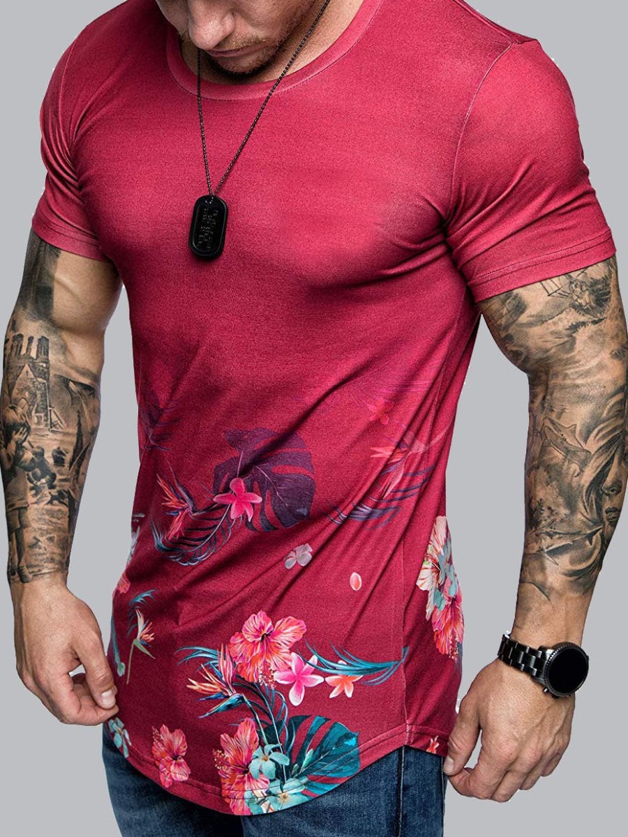 

lovely Stylish O Neck Print Red T-shirt