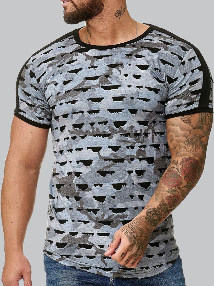 

lovely Casual O Neck Print Grey T-shirt