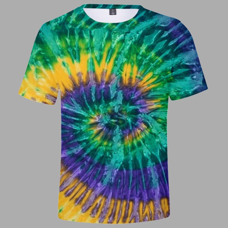 

Lovely Trendy O Neck Tie-dye Green T-shirt