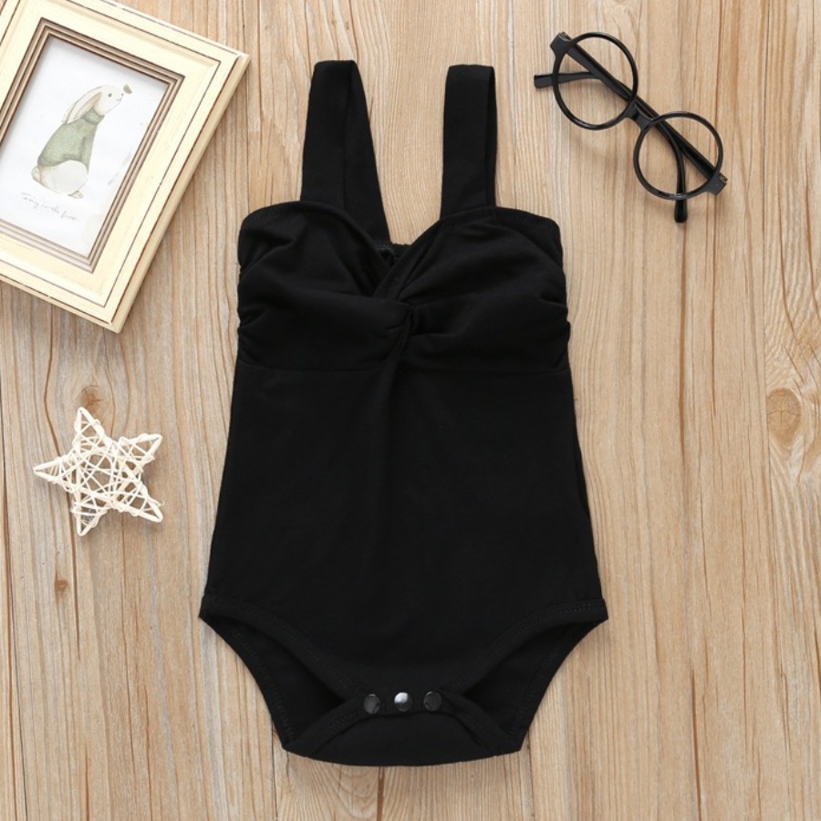 

lovely Leisure Basic Black Girl One-piece Romper
