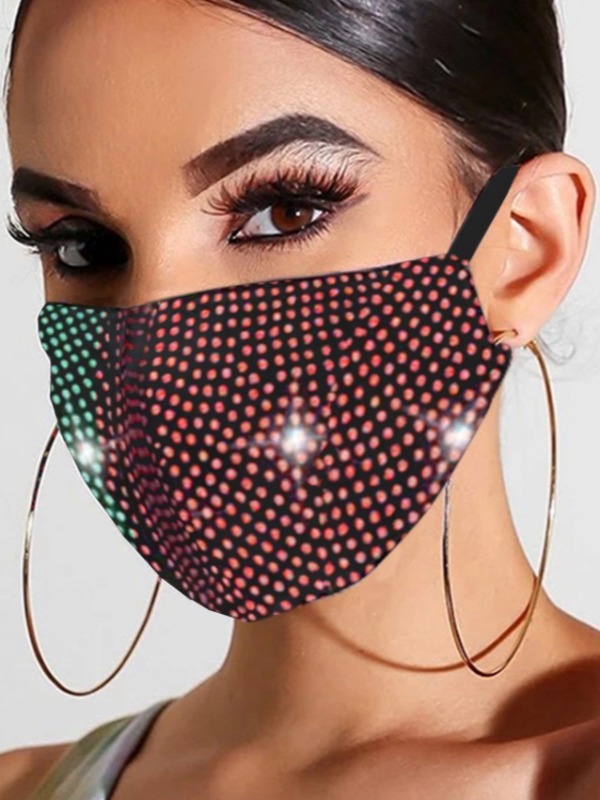 

Lovely Rhinestone Decorative Wine Red Face Mask