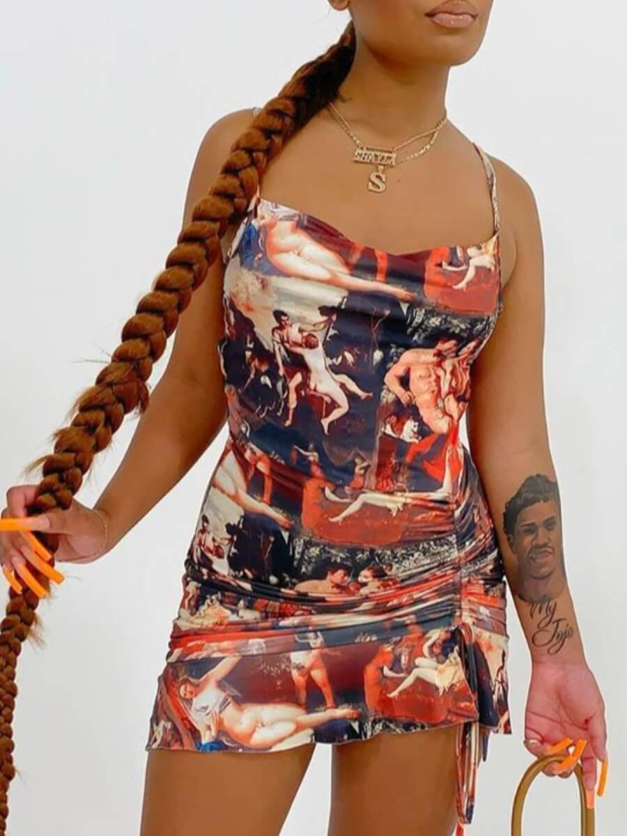 

LW Angel Print Cami Dress, Brown