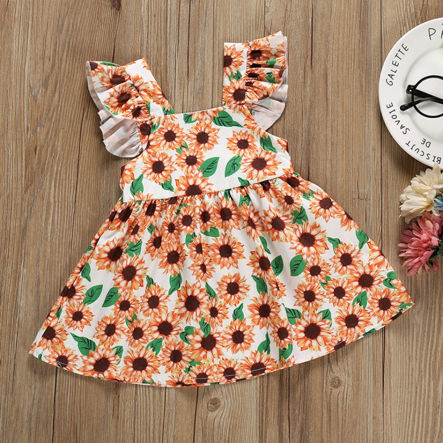

lovely Sweet Floral Print White Girl Mini Dress