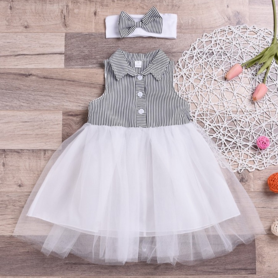 

lovely Stylish Turndown Collar Striped Patchwork White Girl Knee Length Dress