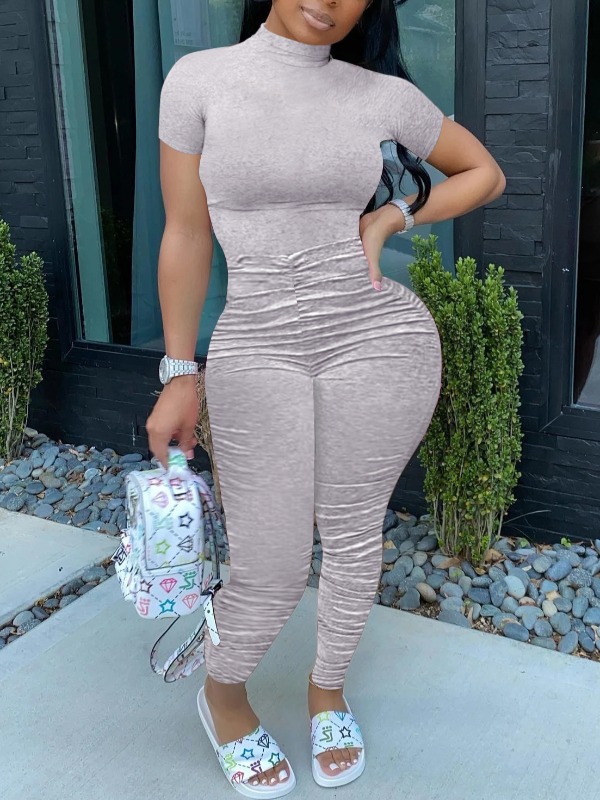 

lovely Trendy Fold Design Grey Plus Size One-piece Jumpsuit